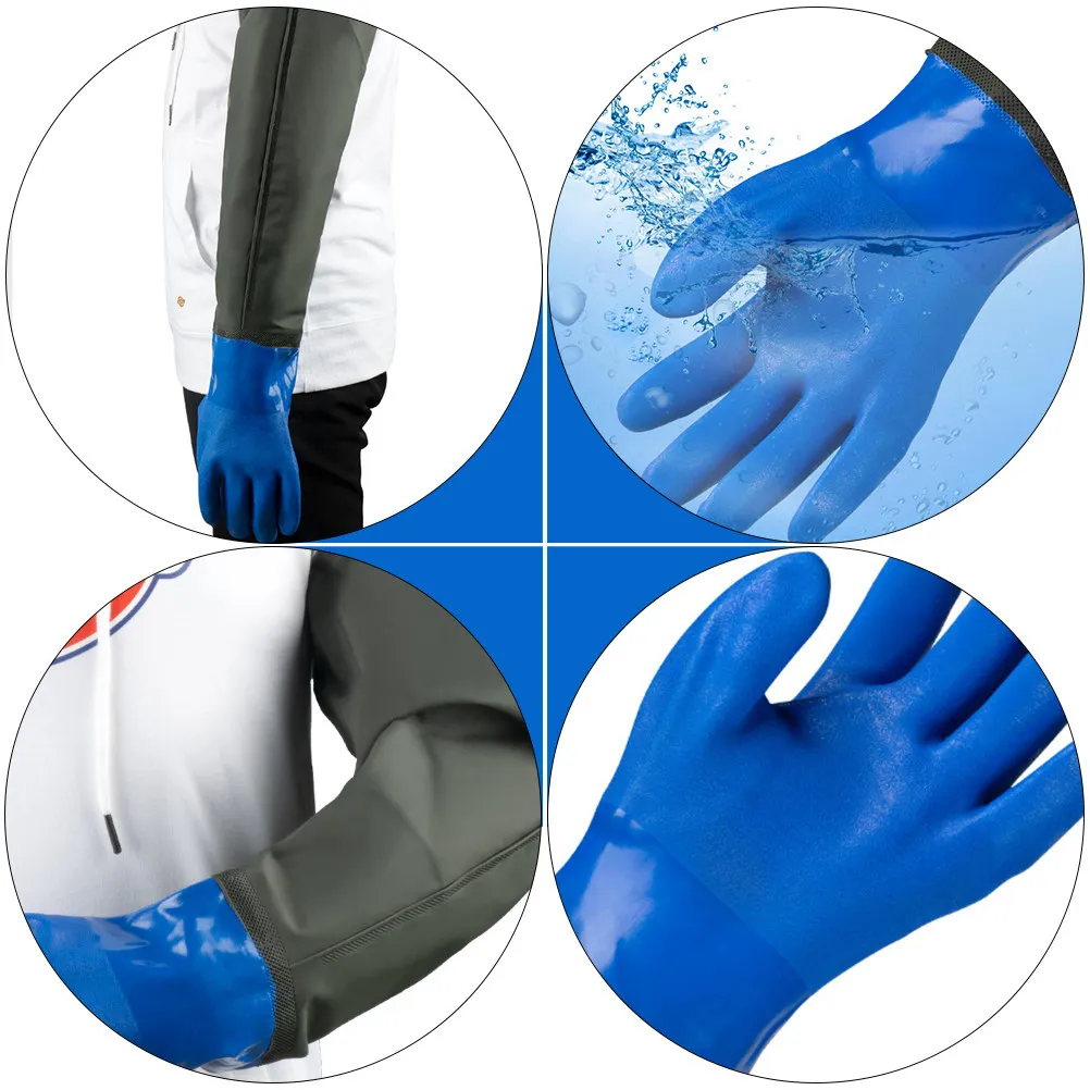 Aquarium Cleaning Gloves Heavy Duty Waterproof Non-Slip Wool-Lined with Extended Cuffs for Warmth and Protection