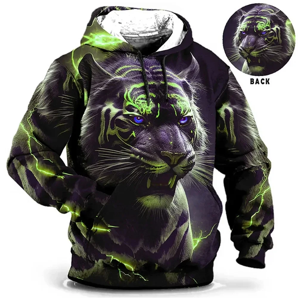 Heren Hoodie 3d Tijgerprint Losse Designer Sweatshirts Lente Herfst Lange Mouwen Pullover 4xl Oversized Harajuku Y 2K Kleding