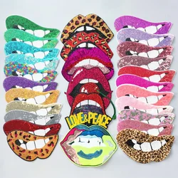 Embroidery Big Sequined Mouth Patch,embroidered Leopard Lips Appliques,cherry Badges,rainbow Patches for Clothing WF2281311