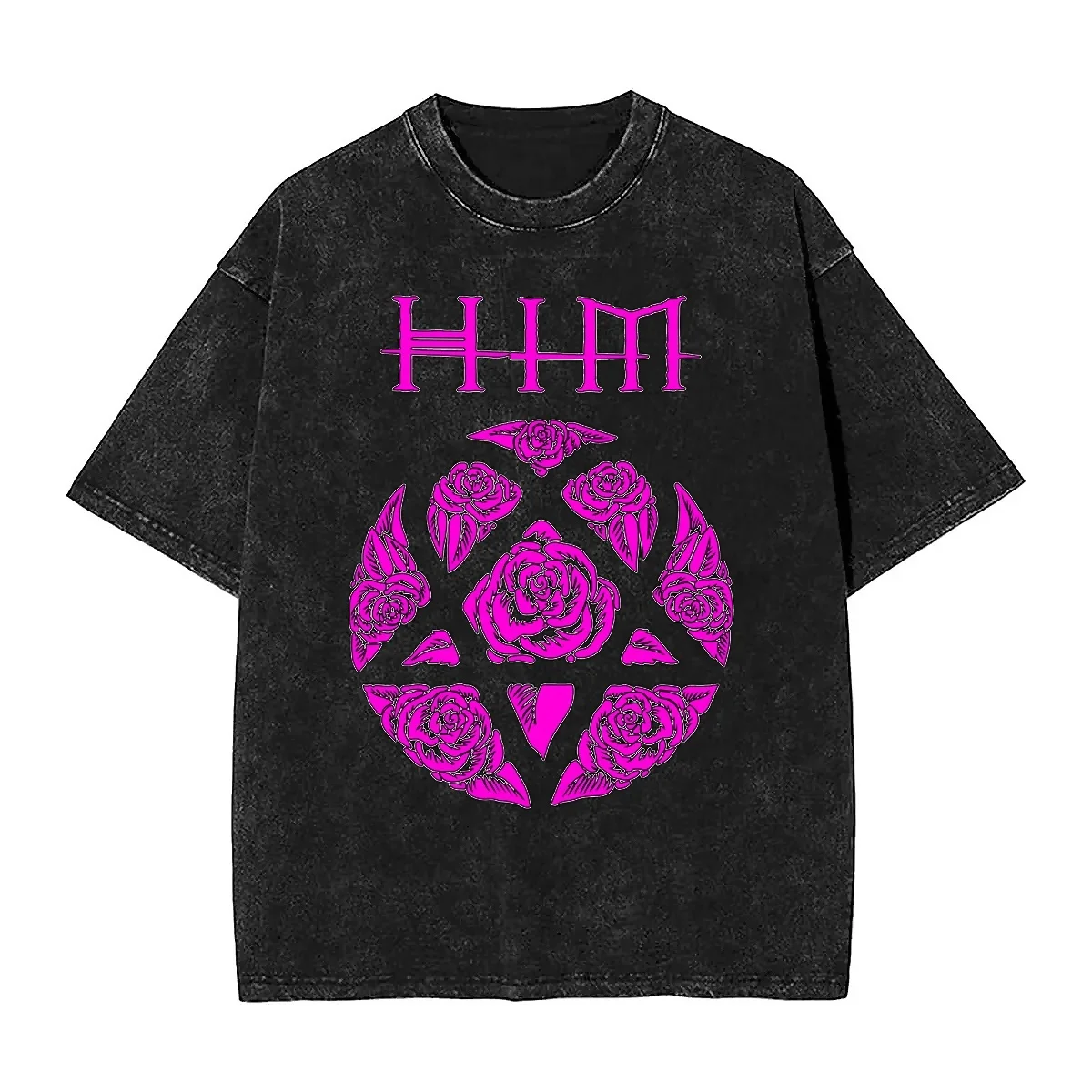 Oversized Washed T-Shirt Heartagram Him Band Cotton T-Shirts Ville Valo Music Heartgram Hippie Tee Shirt Men Beach Y2K Top Tees