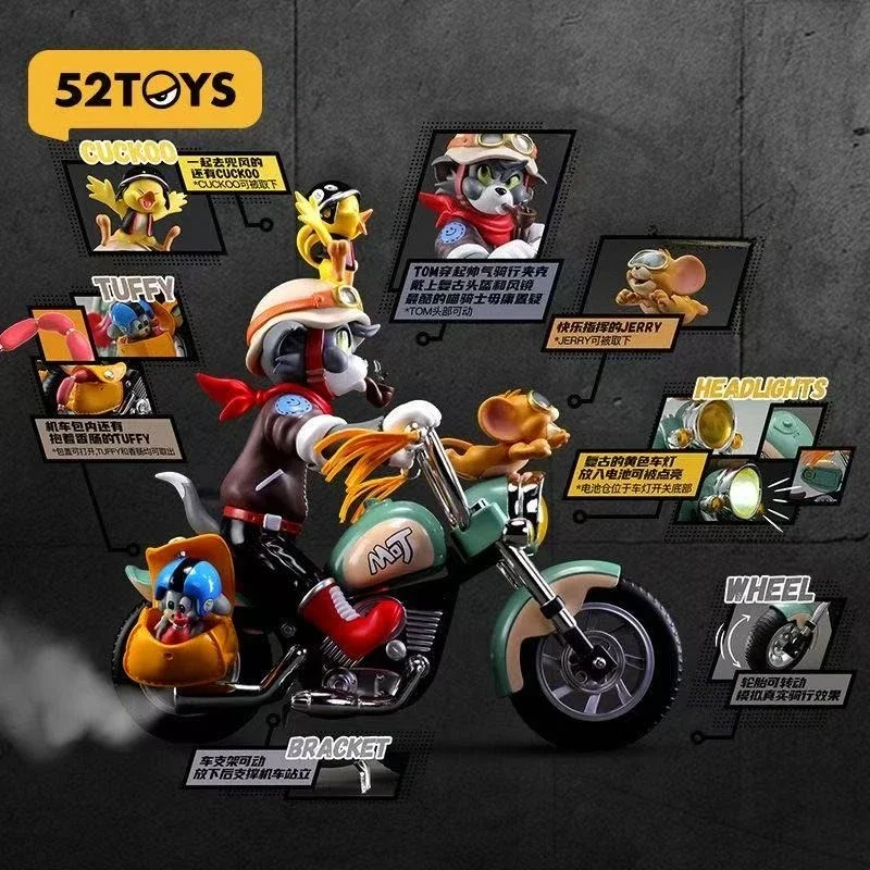 In Voorraad 52 SPEELGOED 1/12 Klassieke Korte Geanimeerde Serie Kat Muis Retro Motorfiets 6in 18 CM Volledige Set Figuren Model speelgoed Geschenken
