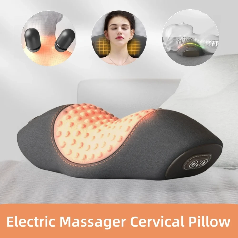 

Electric Heating Massage Pillow Home Cervical Shiatsu Massager Back Cervical Traction Relax Spine Support Ergonomic Sleep Pillow