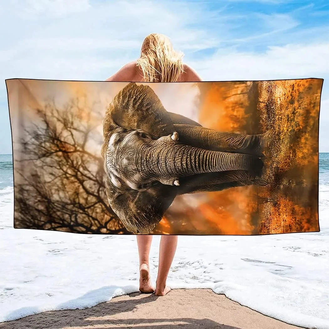 

Wild Elephant pattern Beach Towel for Family stuffs friends Gifts Quick-Dry Sand free For Bath Yoga Beach Camping Swimming GYM