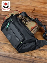 Volunteer Waist Bags for Men 2023 New Casual Light Weight Trendy Solid Vintage Phone Oxford Cloth Crossbody Bags 1652-10