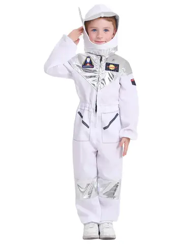 Deluxe Boys Girls White Space Astronaut Costume Suitable For Book Week Halloween Carnival Out Space Themed Party Kids Costumes