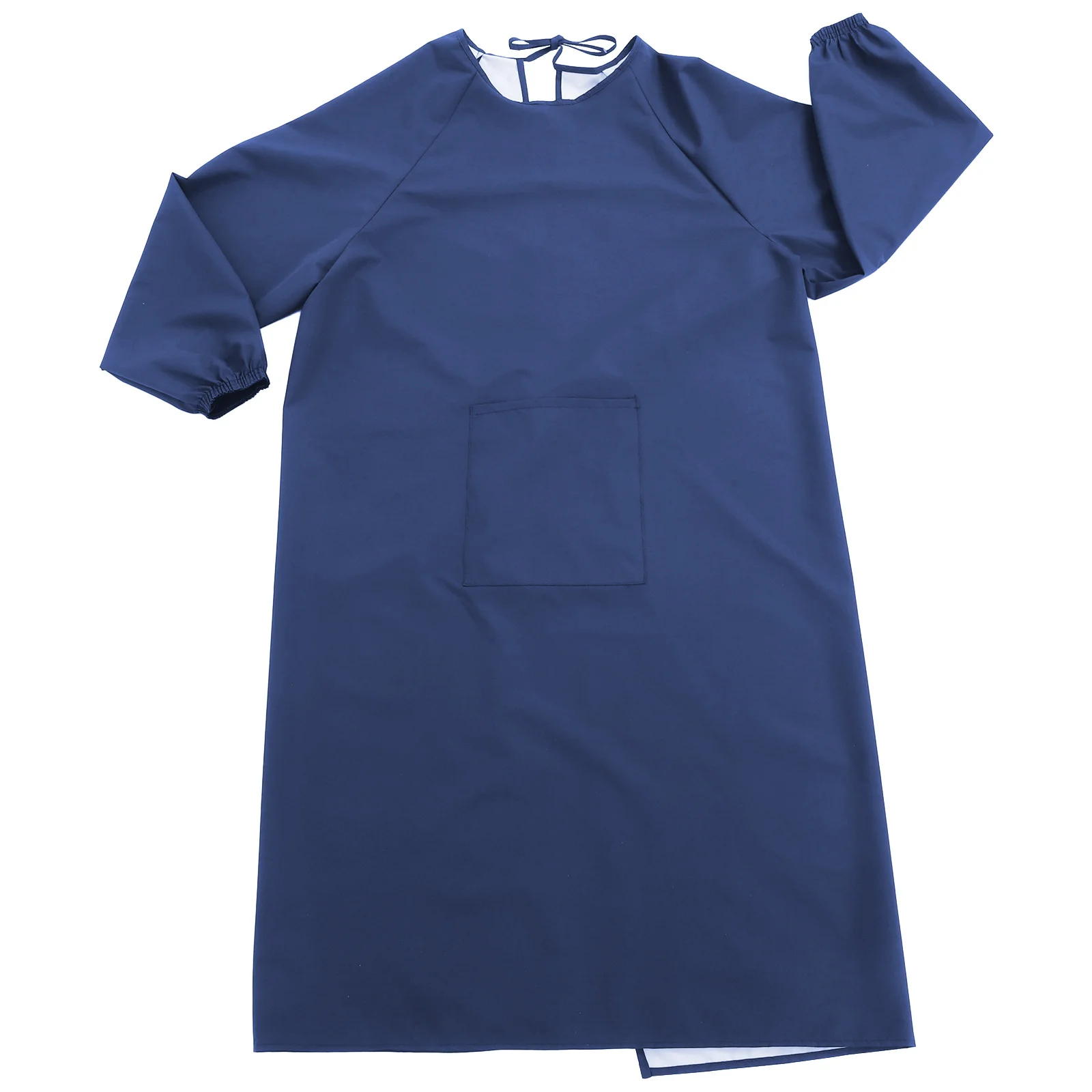 مريلة مقاومة للماء باللون الأزرق الداكن وأكمام طويلة ملابس عمل واقية مقاومة للزيت للطهي وتنظيف البستنة ومختبر المطبخ الثقيل #4