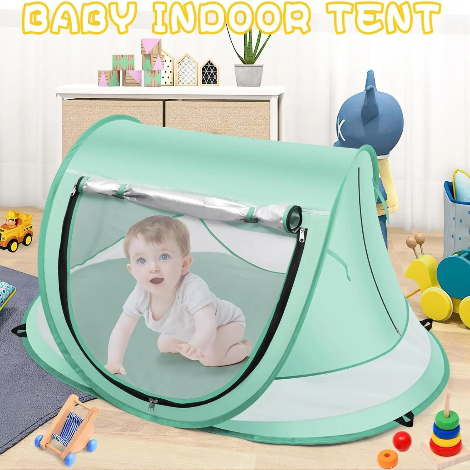 Toddler Beach Tent Outdoor Baby Shade UV Resistant Folding Baby Pop-Up Dome Tent For Vacation Camping Pool Beach Travel Backyard
