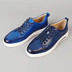 6 Colors Men's Casual Shoes Genuine Leather British Flat Sneakers Lace-up Solid Pattern Best Quality Oxford Shoes for Men