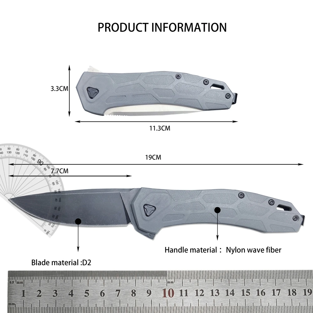 KS 2042 Outdoor Camping Hiking Hunting Multi-purpose EDC folding knife D2 stone wash blade nylon fiberglass handle