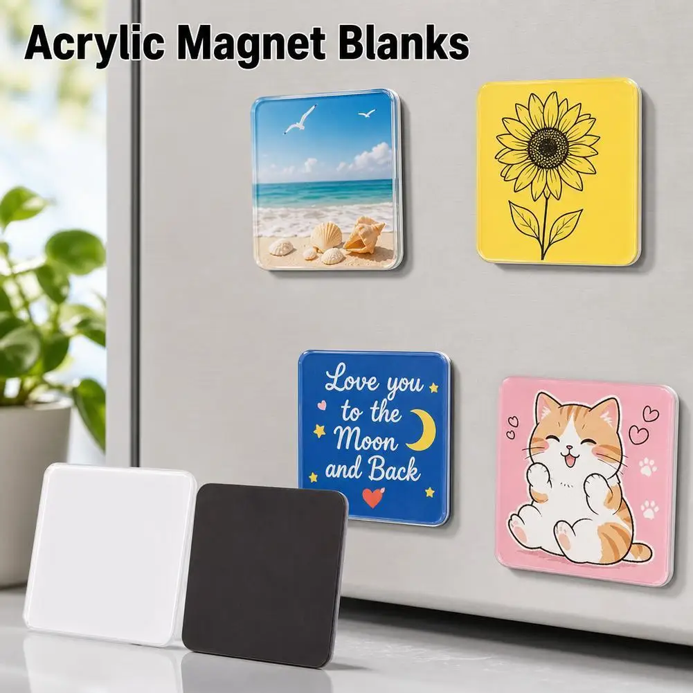 DIY Refrigerator Magnetic Craft Kit with Adhesive Backing Magnets Transparent Acrylic Fridge Magnets Creative Home Decor Gift