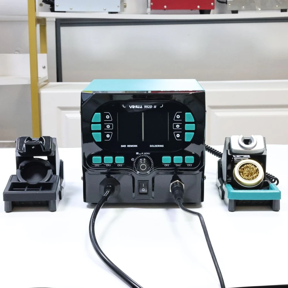 

YIHUA 992D-II Dual Soldering Station Hot Air Rework compatible with C210/C245 for Microscope Soldering Electronics Repair PCB
