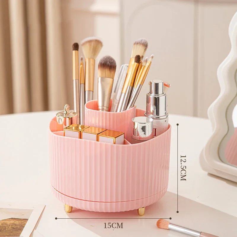 360° Rotating Makeup Tool Storage Box Desktop Organizer Cosmetic Brushes Holder Lipstick Eyebrow Pencil Holder Jewelry Container view 5