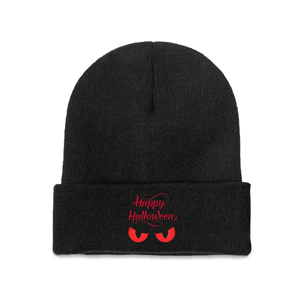 

Happy Halloween eyes scary 2020 Winter New Versatile Hat For Men Women Outdoor Warmth and Cold Hat Hip-Hop Fashion Knitted Hat