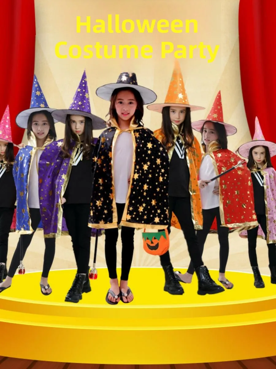 

Halloween Cosplay Witch Costume Children's Performance Party Ball Outfit Anime Style Cape Female Witch Ensemble Stage Perform...