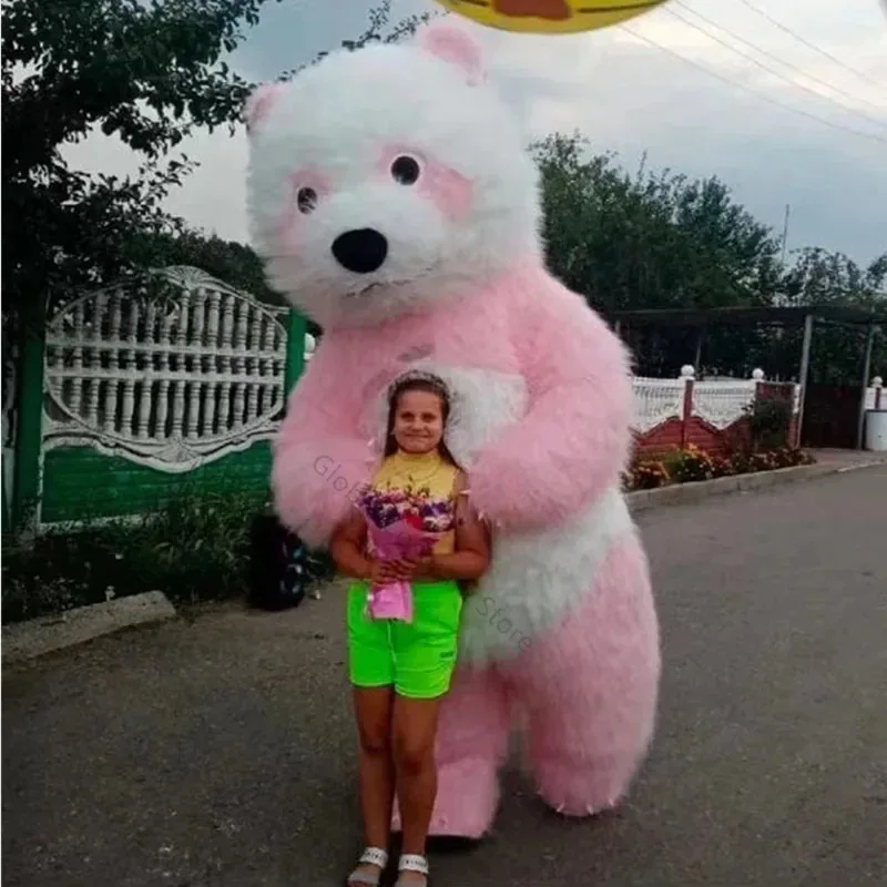 

2,6 м милый розовый надувной костюм панды для взрослых меховой костюм талисмана полный меховой наряд для взрослых развлечений