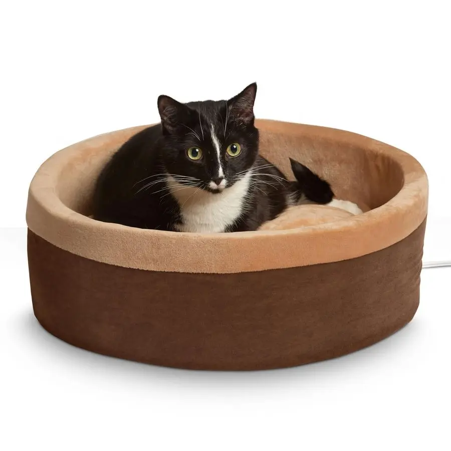 

ThermoKitty Bed Heated Cat Beds for Large Indoor Cats amp Dogs, Calming Warming Pillow Pet Bed, Machine Washable, Removable Heat