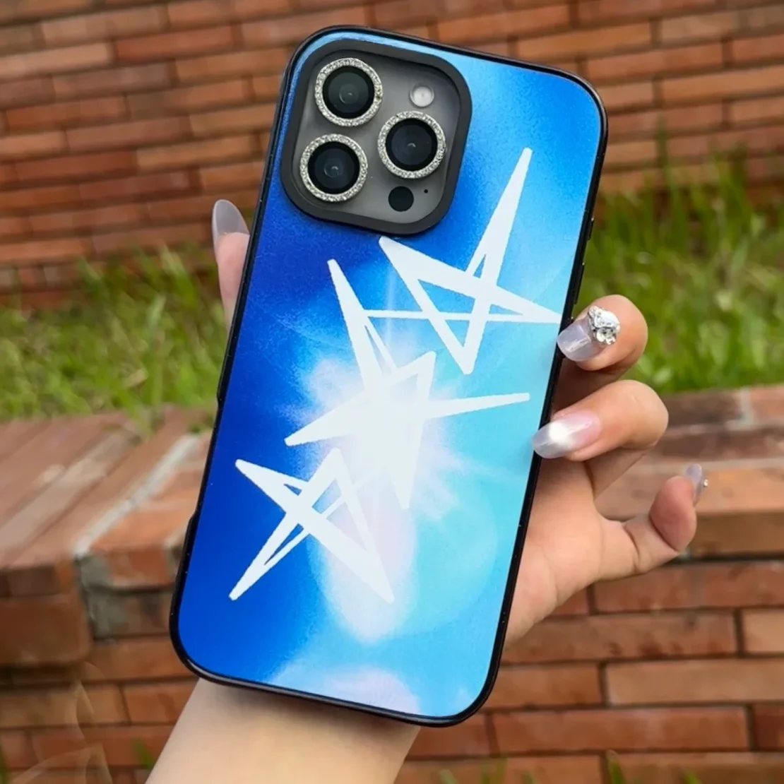 

Blue Star Black Acrylic Border Magnetic Case: Compatible with IPhone 12 13 14 15 16 17 Pro Max