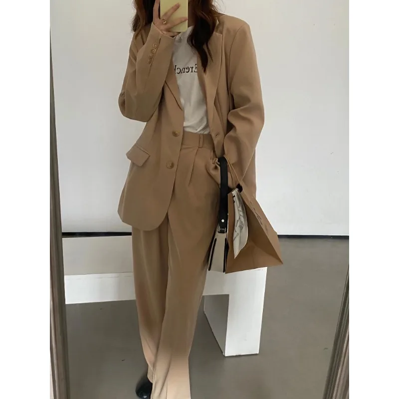 

Insozkdg Spring Fashion New Ensemble Blazer Femme Loose Fit Blazers Women Ensemble Femme Two Piece Set Women Suits Office Sets