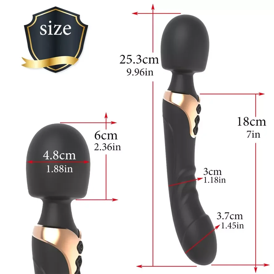 Tongkat Sihir AV Dildo Penggetar untuk Wanita USB Isi Ulang 2 Motor Pemijat Vagina G-spot Stimulator Klitoris Mainan Seks Barang Dewasa
