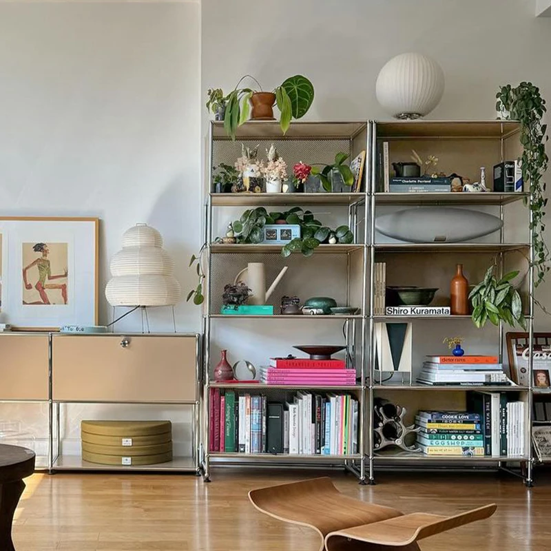 

Stainless Steel Shelf Multi-layer Storage Shelf Floor Bookshelf Module Combination Storage Shelf