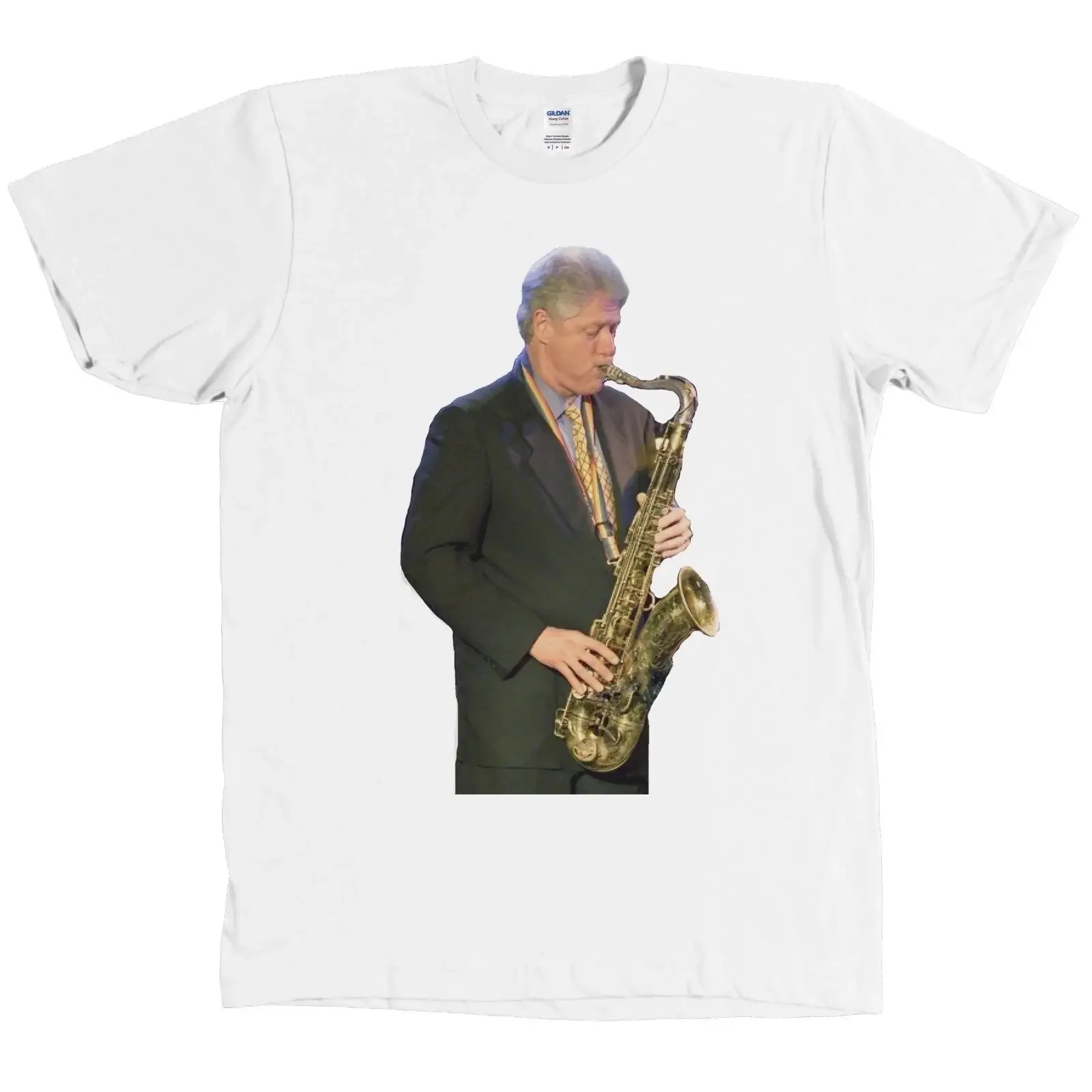 Camiseta de Bill Clinton tocando saxofón, demócrata, Hillary, presidente, nueva, vintage, lavada, versátil, cómoda y a la moda.