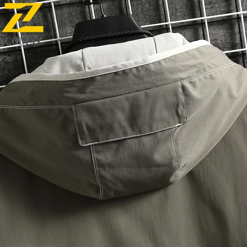 سترة COMXZ للرجال كاجوال بغطاء للرأس لتسلق الجبال في الهواء الطلق سترات متعددة الوظائف للمشي لمسافات طويلة والسفر معطف خريفي خفيف الوزن #4