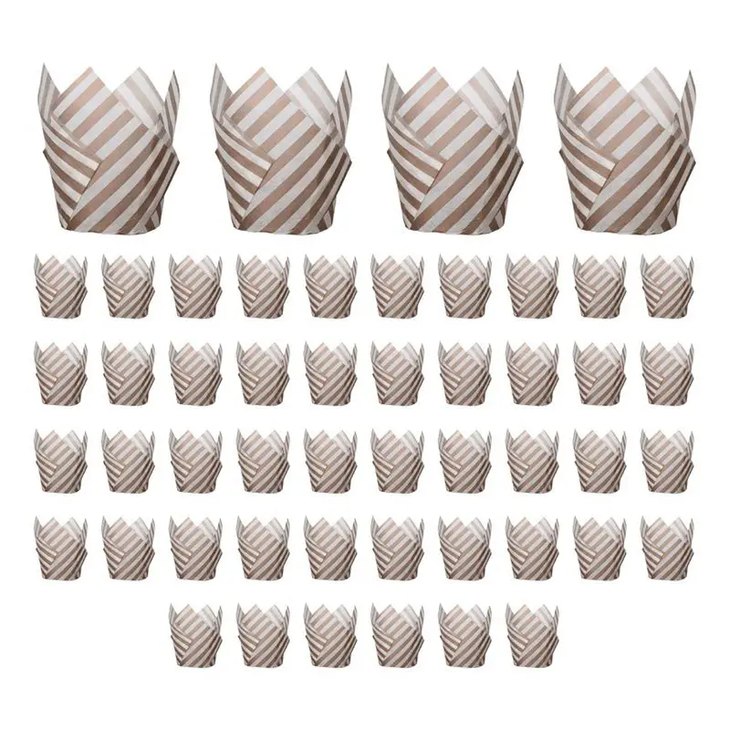 A01F-50PCS Newspaper Style Cupcake Liner Baking Cup For Wedding Party Tulip Muffin Cupcake Paper Cup Oilproof Cake Durable H