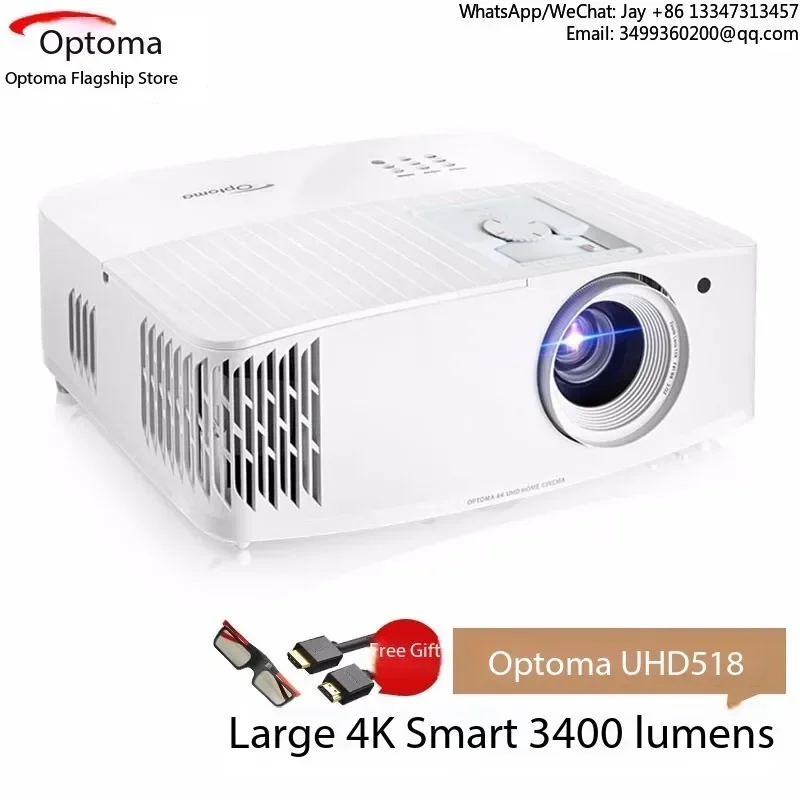 

Проектор UHD518 4K 1080P LED DLP с поддержкой Tuya Smart AC Android для дома, гаража, отелей, с вилкой AU