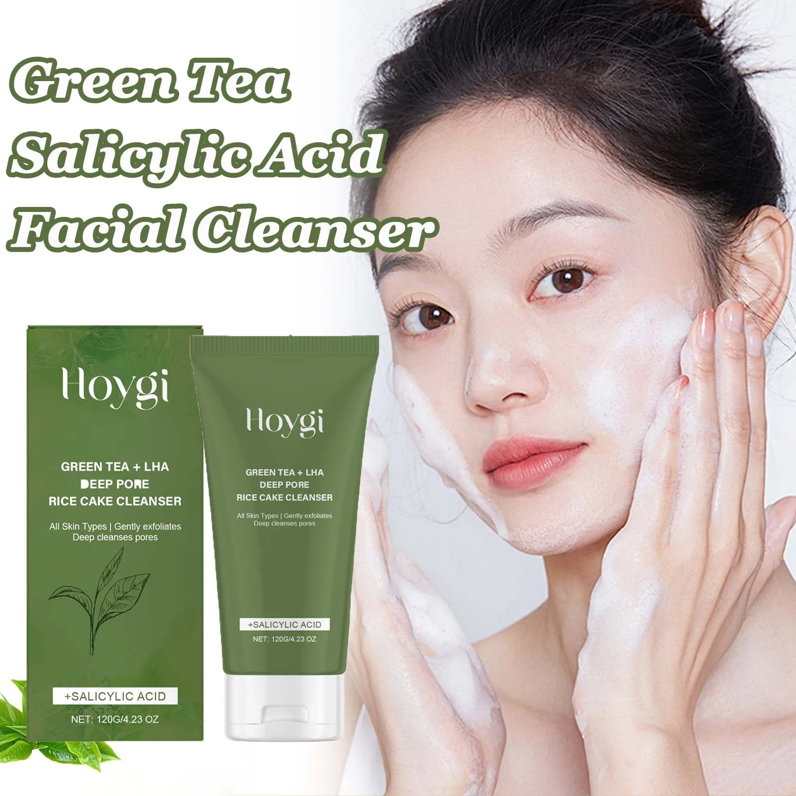 

Green Tea Salicylic Acid Facial Cleanser Cleansing Pore Refining Hydrating Blackhead Removal Oil Control Non-Drying Face Wash