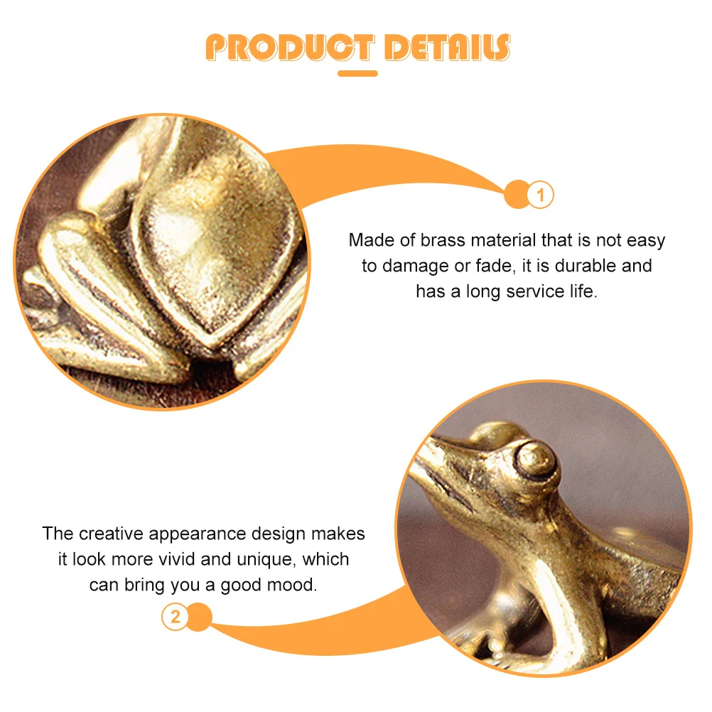 

1Pcs Tea Pet Brass Frog-Shaped Ornament Vintage Creative Office Desktop Decoration Retro Home Desktop Adornment Stress Relief