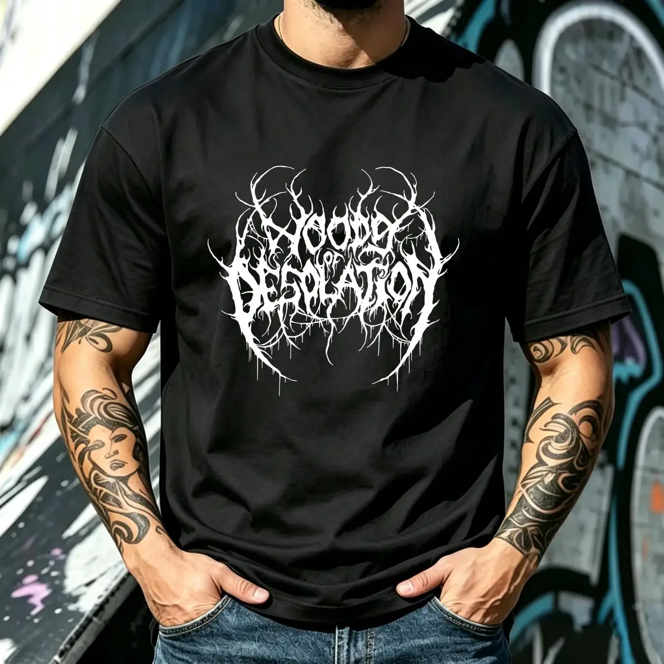 washed T Shirt NWT Woods of Desolation Undeground Music long or short sleeves vintage Washed designer clothes Stylish fashion