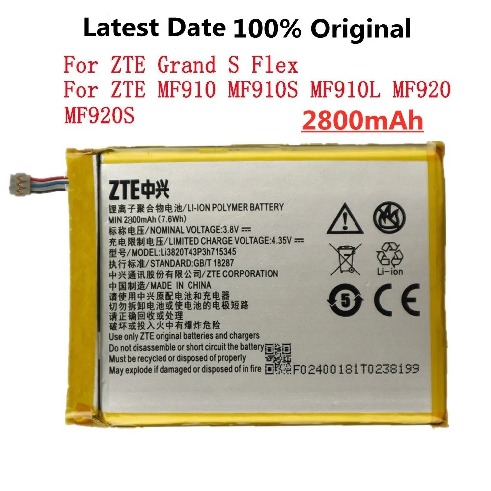 2300mAh LI3823T43P3h715345 Original Battery For ZTE Grand S Flex / For ZTE MF910 MF910S MF910L MF920 MF920S Battery