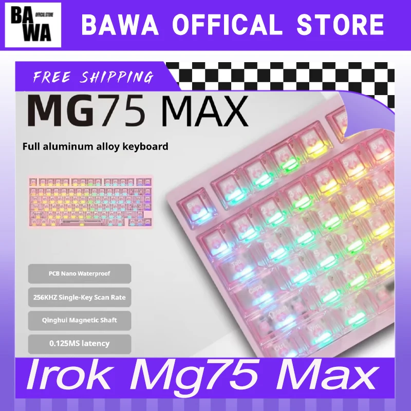 

Irok Mg75 Max Magnetic Switch Mg75 Pro Mechanical Keyboard Hot Swap Aluminum Quick Dismantling Rt0.005 Rgb Custom Keyboard Gift