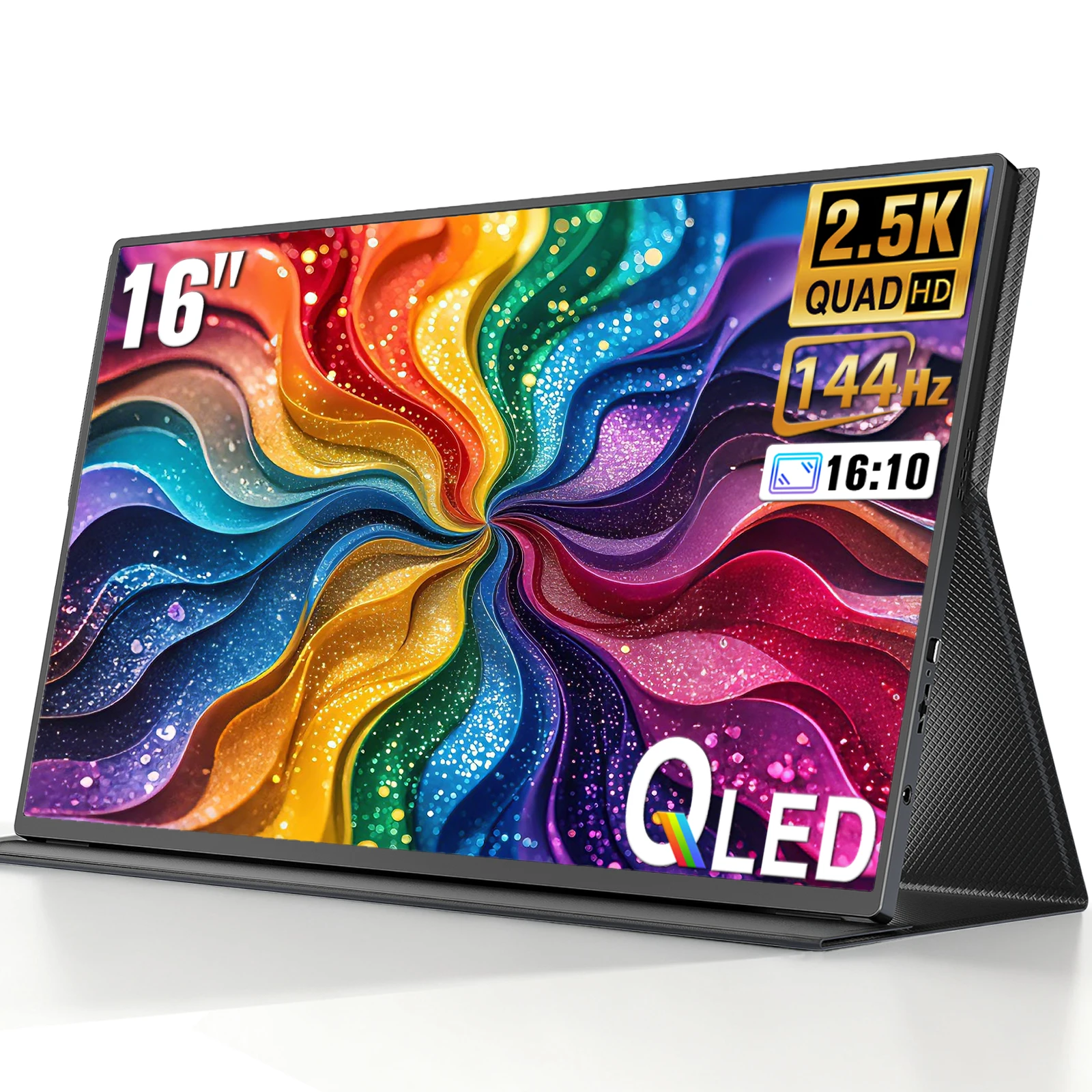 UPERFECT 120 Hz Tragbarer Gaming-Monitor 16 Zoll 2K QHD (2560 x 1600) 105 % sRGB HDR – Externer Bildschirm für Laptop, Mac, PC, Surface, PS5 & Xbox, inkl. Schutzhülle & Lautsprechern, VESA-kompatibel