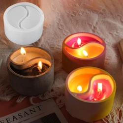 Yin Yang Candle Jar Cement Silicone Mold Handmade Flowerpot Concrete Plaster Craft Mould Epoxy Resin Pen Holder Molds Home Decor