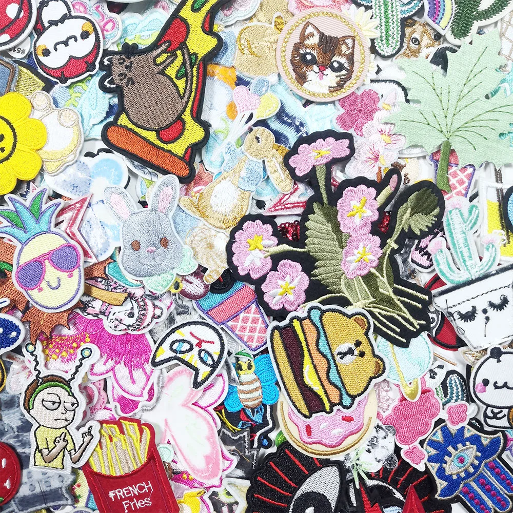 10/20/30pcs/lot Random Mixed Patch Set Iron on Stick on Sew on Patches Embroidered Applique Patches for Clothing Bag Sticker