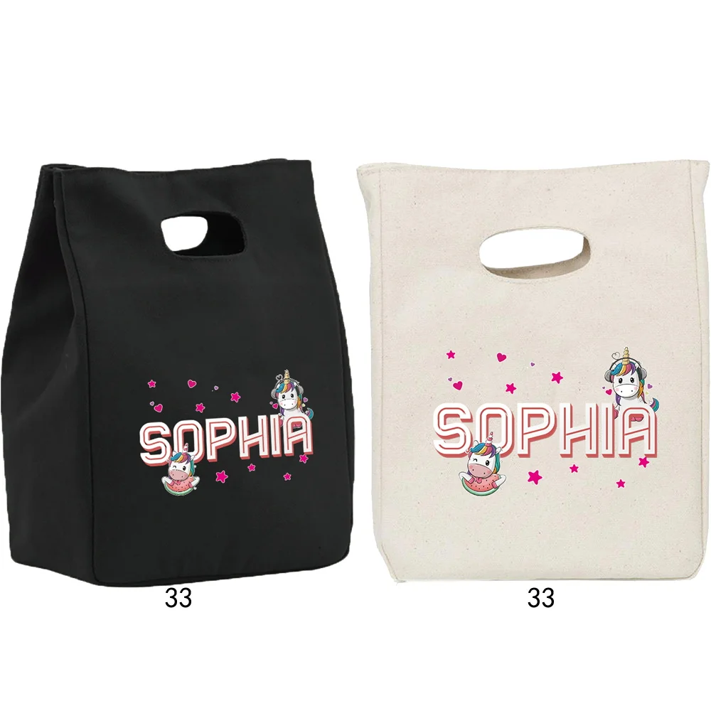 パーソナライズされたカスタマイズされた名前ポータブルランチバッグかわいい食品収納ポータブルバッグユニセックスオフィス弁当ポーチ旅行ピクニックパック