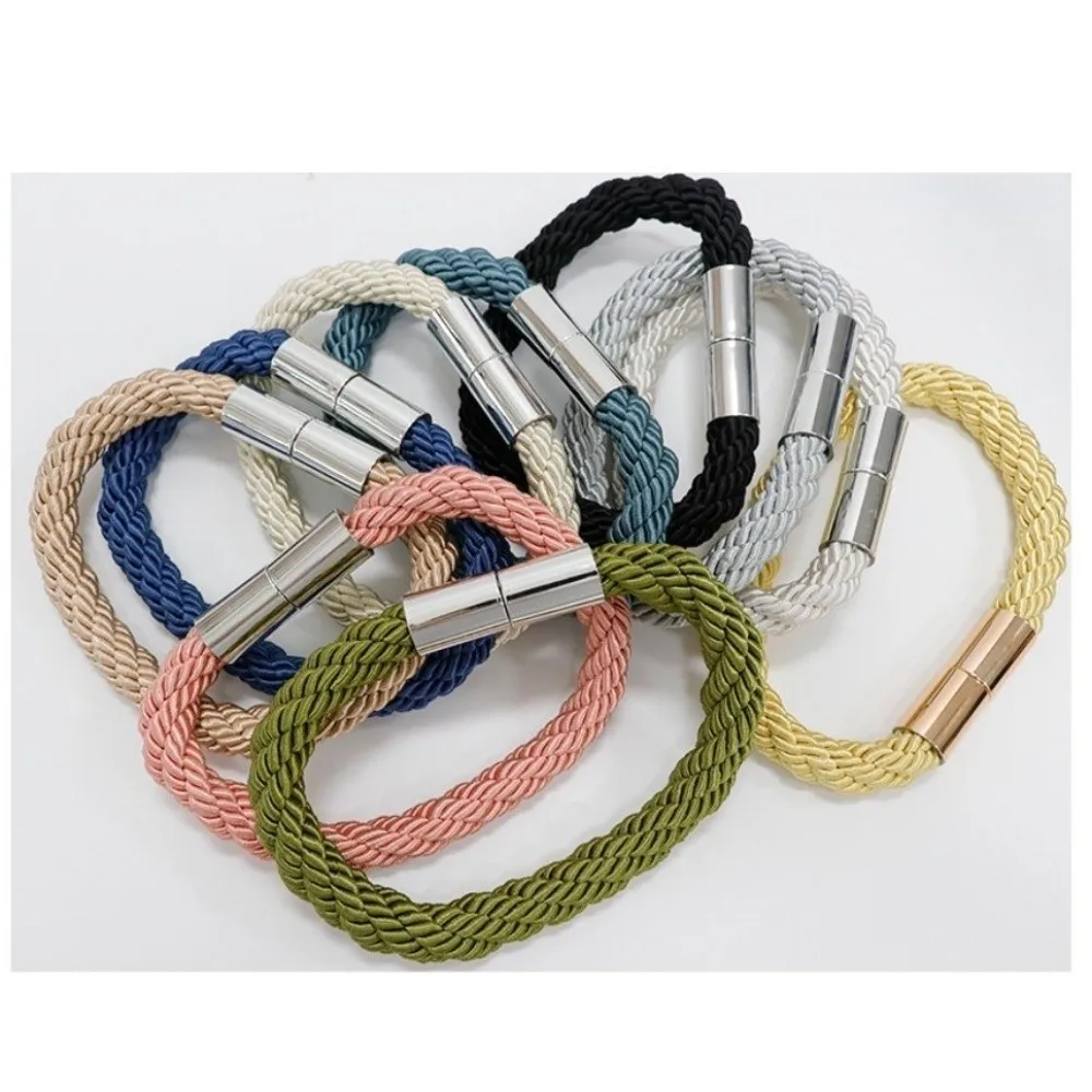 2Pcs Simple Braided Rope Curtain Tiebacks Non Perforated Strong Magnet Curtain Strap Boho Elegant Curtain Holders Office