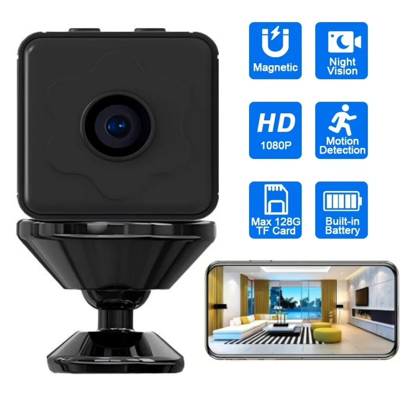 

2-мегапиксельная мини-камера 1080P HD, беспроводная Wi-Fi камера, домашняя камера ночного видения, видеорегистратор, монитор обнаружения движения, камеры