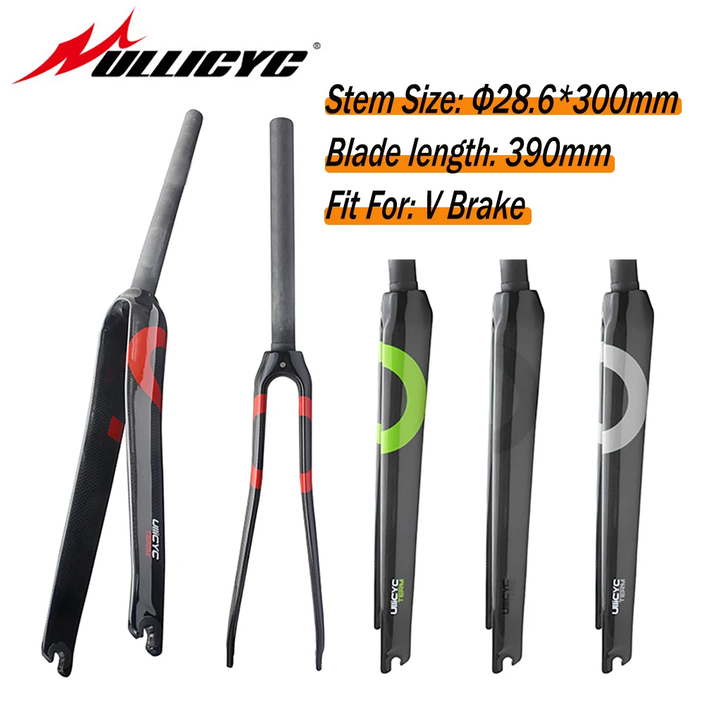 

Ullicyc Full Carbon Fiber Quick Release V Brake Road Bike Front Fork Bicycle Accessories 700C 28.6 Mm Light Weight 380g