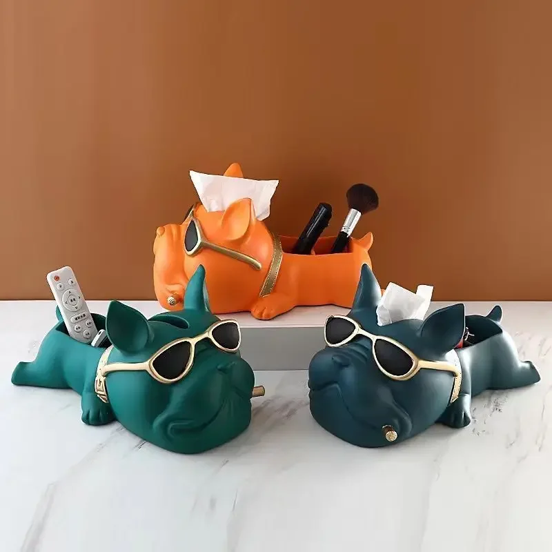 Creative Dou Storage Tissue Box Premium Sense Storage Ornament Remote Control Living Room Coffee Table Light Luxury Decoration