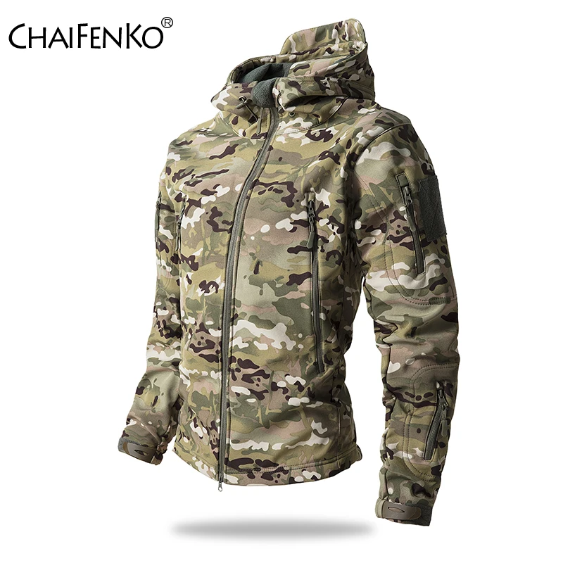 Lurker Shark Skin Soft Shell Tactical Jacket Men Waterproof Fleece Hooded Coat Hunt Clothes Autumn New Outdoor Camouflage Jacket