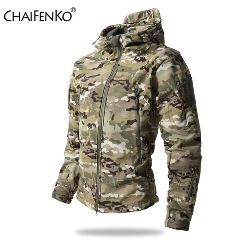 Imagen 1 del producto Lurker-Chaqueta táctica de piel de tiburón para hombre, abrigo impermeable de lana con capucha, ropa de caza, nueva chaqueta de camuflaje para exteriores, otoño