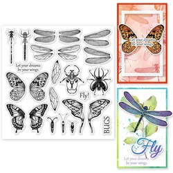 1Sheet Insect Butterfly Dragonfly Clear Stamps for DIY Scrapbooking Insect Wings Silicone Stamp Seals Transparent Stamps