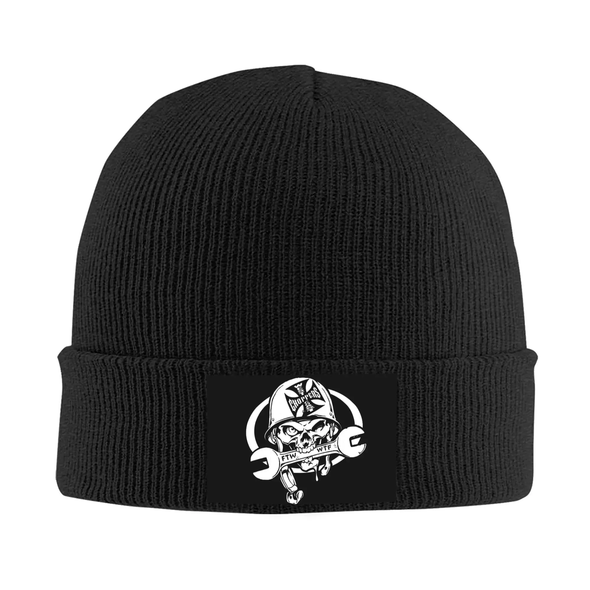 Custom West Coast Iron Cross Choppers Skull Bonnet Hats  Fashion Knitted Hat For Men Women Winter Warm  Skullies Beanies Caps