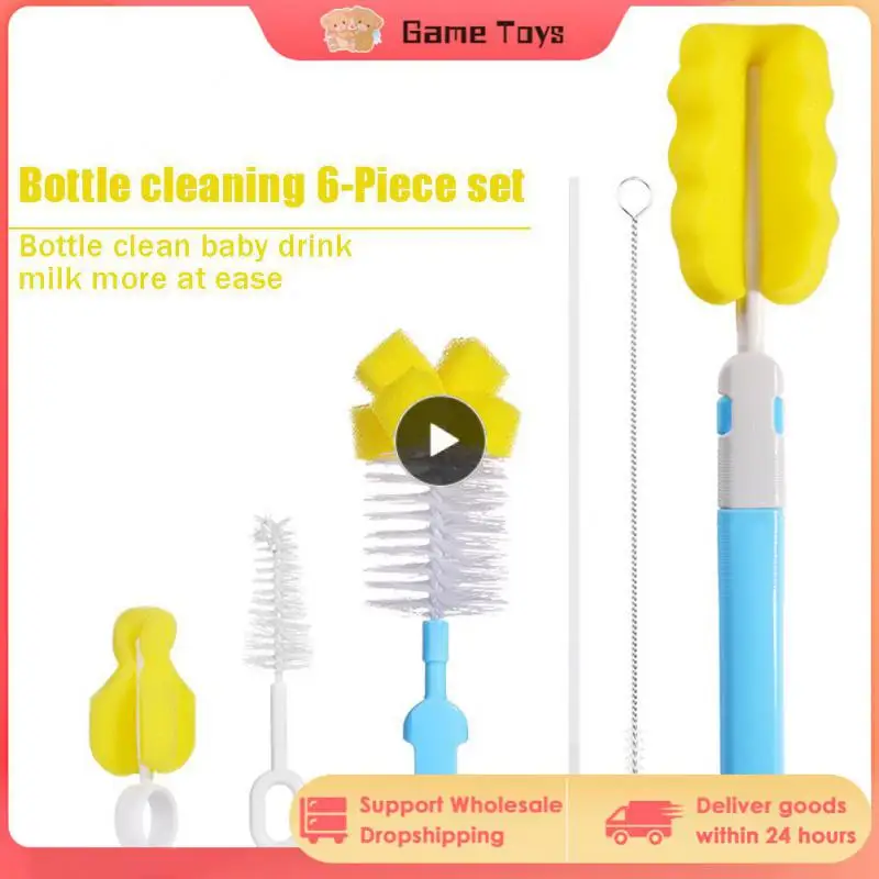 Set Baby Bottle Brush Set Baby Nipple 360-degree Rotating Clean Sponge Spout Cup Brushes Kits Infant Bottle Clean Tools