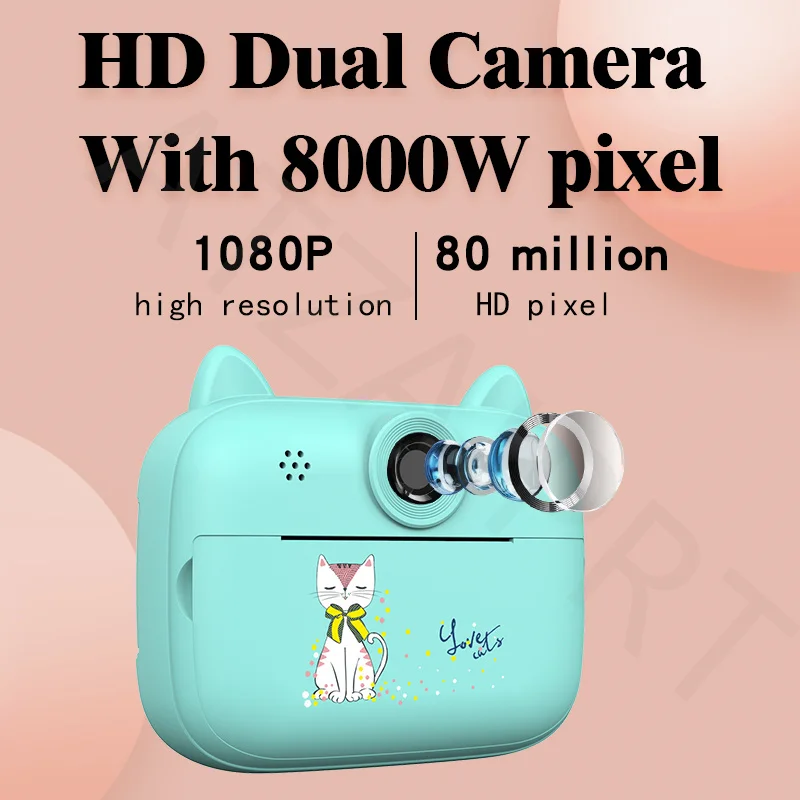 Camera Printer Children Digital Camera Instant Print for Photography Video Portable HD Dual Camera for Kids Student Teenager Hot