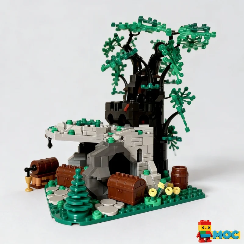 

647PCS Medieval Forestmen Camouflaged Outpost Remake Castle MOC Model Blocks DIY Educational Birthday Christmas Collection Gift