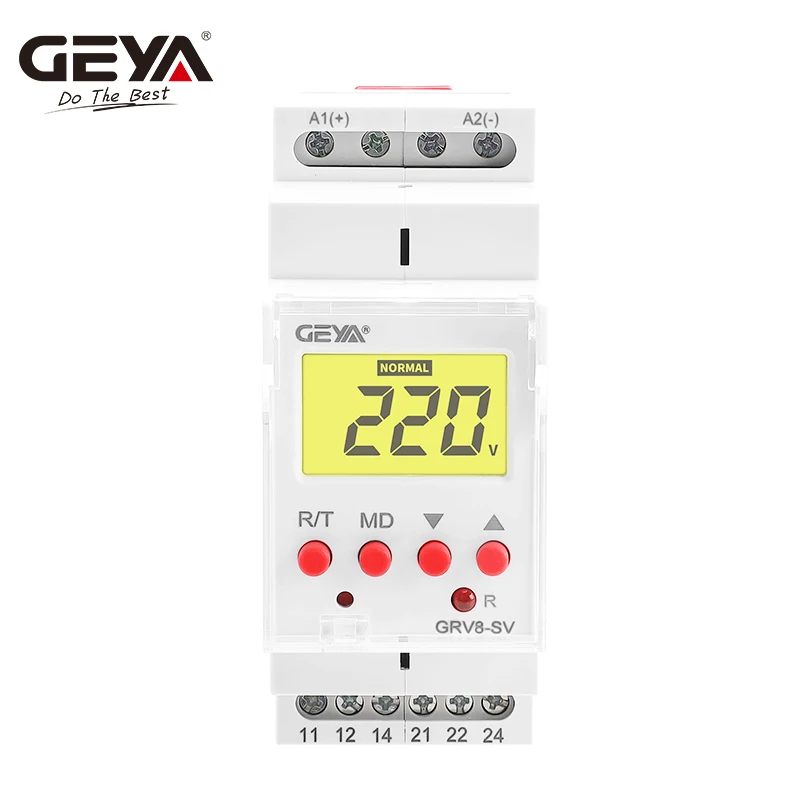 GEYA GRV8-SV Single Phase LCD Digital Display Voltage Relay 8A 2SPDT Overvoltage Undervoltage Protection Relay AC/DC110V~240V