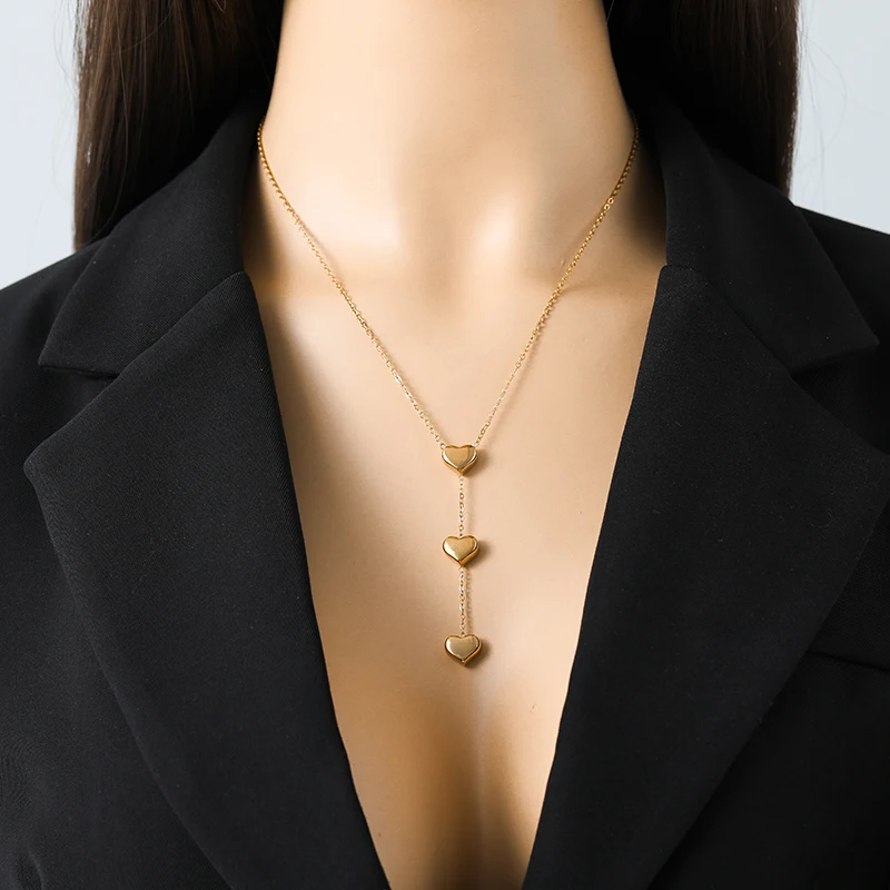 EILIECK 316L Edelstahl Silberfarbenes Glänzendes Herz-Liebes-Halsketten- und Ohrring-Set für Frauen Neues Trendiges Wasserdichtes Schmuckset – Detail 7